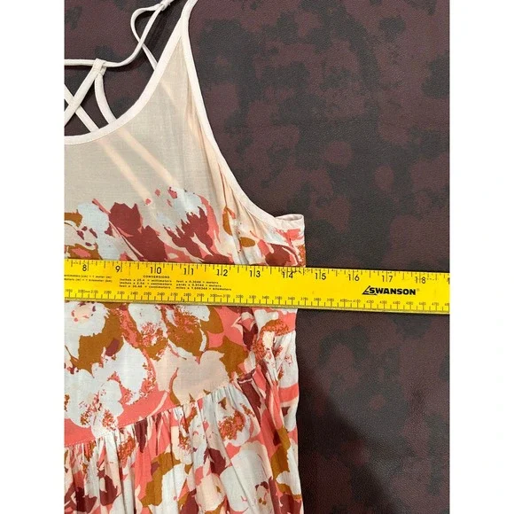 Free People Intimately Floral Print Slip Dress Cream Pink Mini Spaghetti Strap - Picture 4 of 8